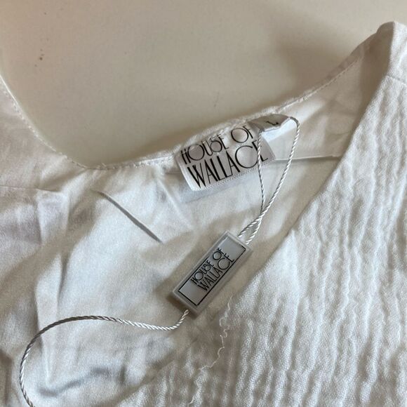 NWT HOUSE OF WALLACE L Gauzy Lace up white/purple Satin Ruffle Bottom Romper - Picture 3 of 11